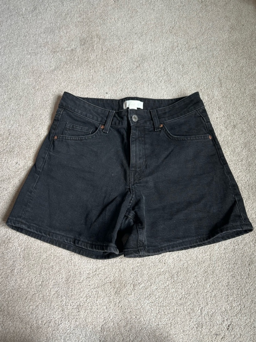 H&M high-waisted black denim shorts